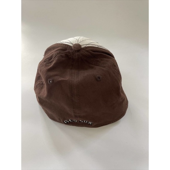 Vintage New Era MLB Boston Red Sox Fitted Hat Rare Flex Size Small Brown White - Picture 2 of 10